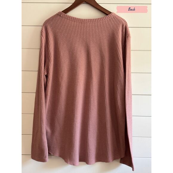 Urban Outfitters Pink Long Sleeve Waffle Knit Shirt | Mens M | Oversized Thermal - Picture 4 of 6